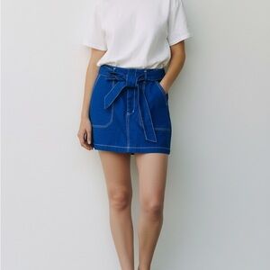 Wild Fable sz 6 Navy Reto Mini Skirt removable Belt NWT side pockets